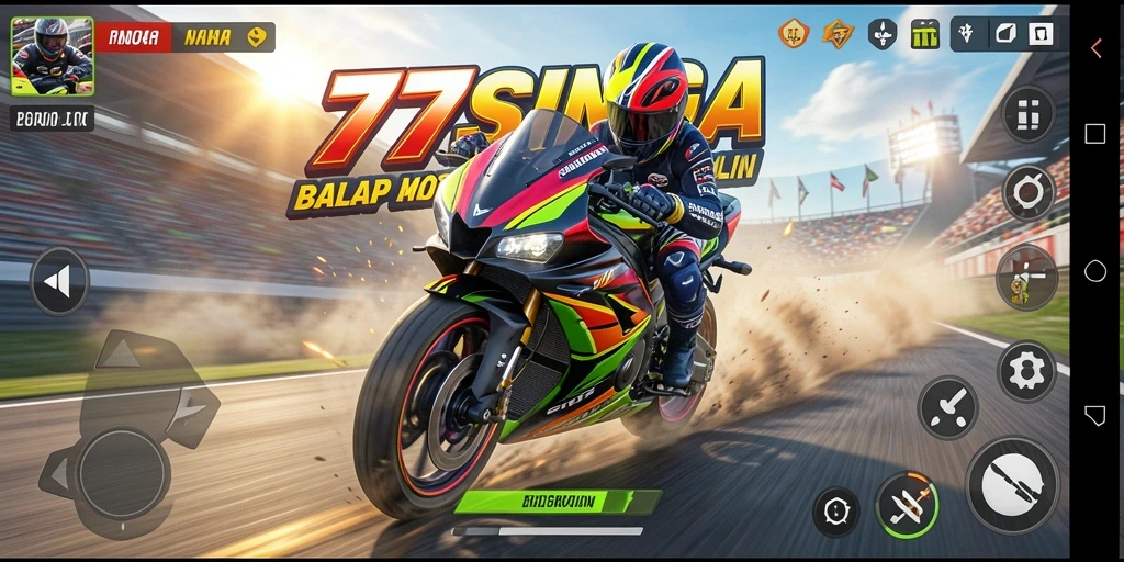 Gameplay mendebarkan dari balapan motor di 77SINGA.