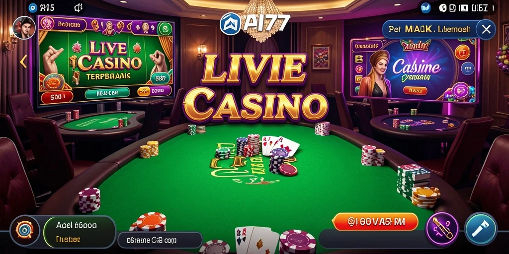 Tampilan gameplay Live Casino yang menggugah selera dan interaktif.