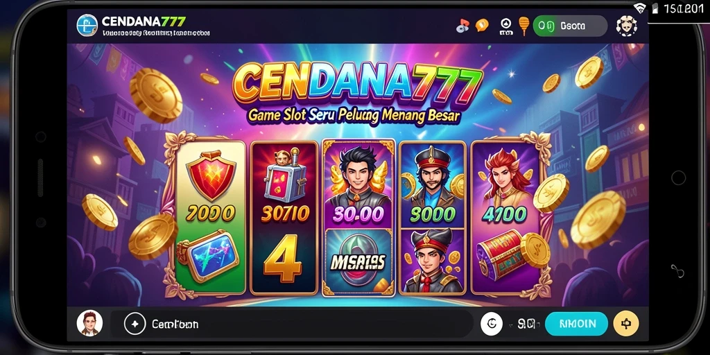 Tampilan gameplay CENDANA777 dengan slot yang menarik dan penuh warna.