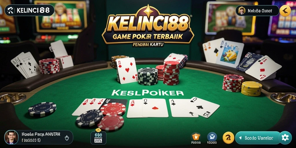 Tampilan gameplay seru di KELINCI88 dengan pemain yang asyik bermain poker.