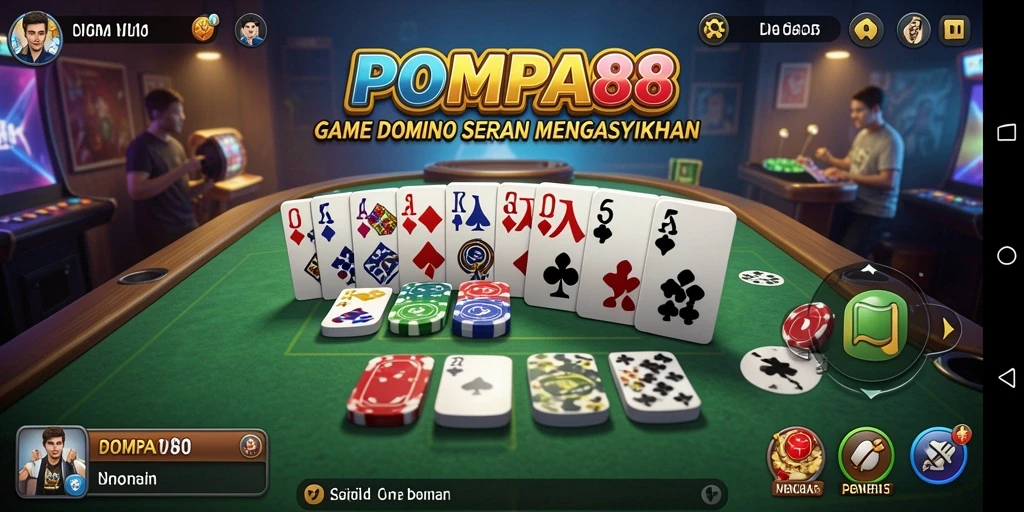 Screenshot gameplay POMPA88 yang menampilkan aksi seru dalam permainan Domino.