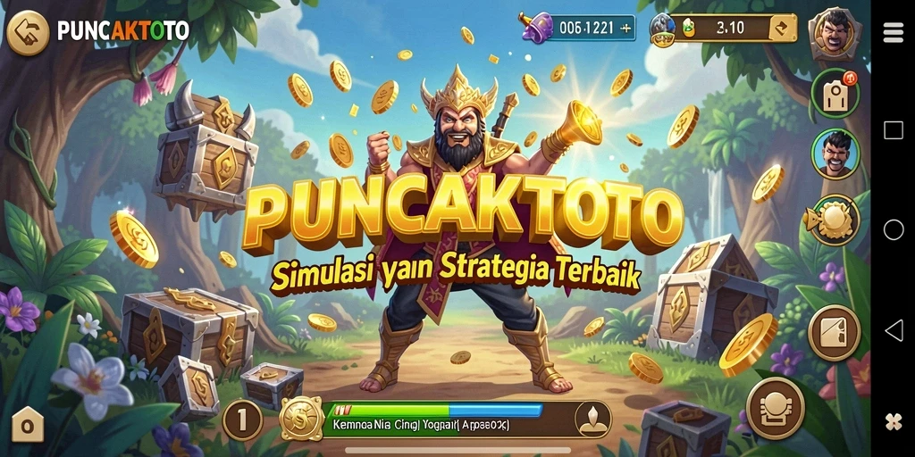 Screenshot utama PUNCAKTOTO menampilkan momen seru dalam permainan simulasi.