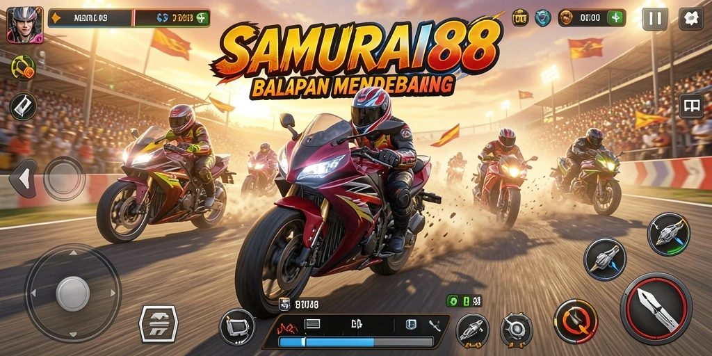 Gameplay seru dan menegangkan di SAMURAI88 dengan aksi balapan motor.