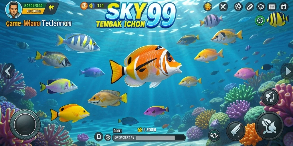 Tampilan gameplay menembak ikan yang seru dan mengasyikkan di SKY99.
