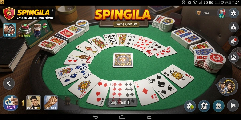 Tampilan gameplay seru dalam SPINGILA dengan mode Gaple yang menarik.