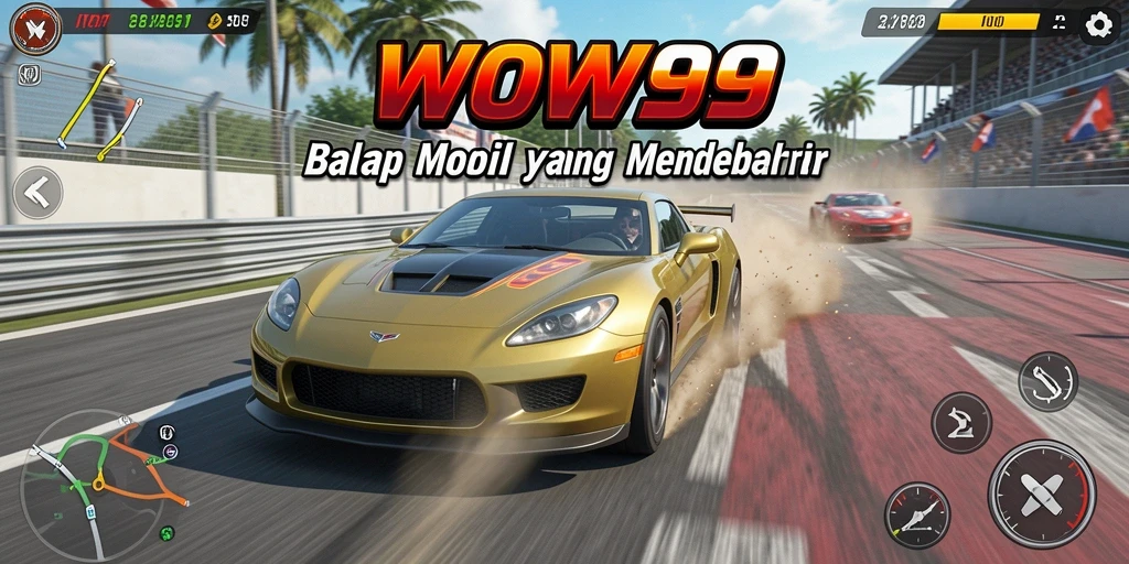 Tangkapan layar dari gameplay WOW99 yang menunjukkan aksi balapan seru.