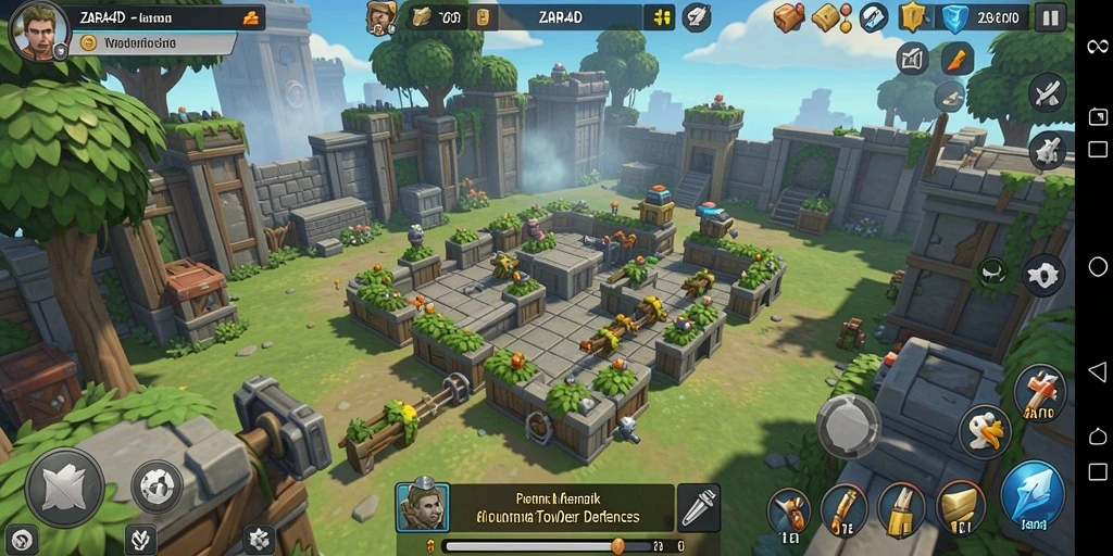 Tampilan gameplay ZARA4D yang mendebarkan dalam pertempuran Tower Defense.
